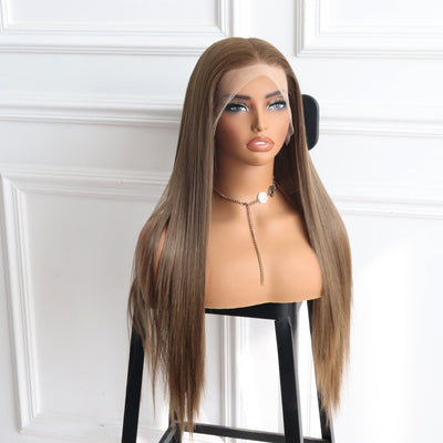 Brunette Brown Lace Wig Elegant Straight Wig