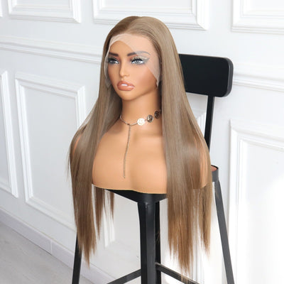 Brunette Brown Lace Wig Elegant Straight Wig
