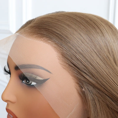 Brunette Brown Lace Wig Elegant Straight Wig