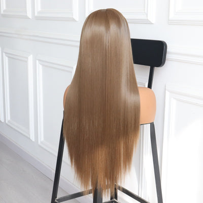 Brunette Brown Lace Wig Elegant Straight Wig