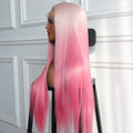 Girly Pink Ombre Color 13X4 Large Part Lace Front Wig Synthetic Wig