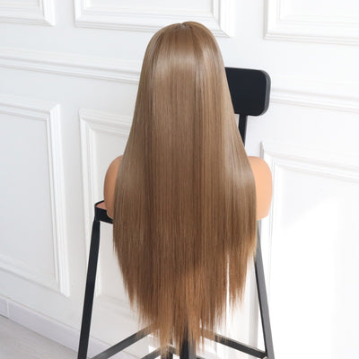 Brunette Brown Lace Wig Elegant Straight Wig