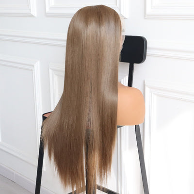 Brunette Brown Lace Wig Elegant Straight Wig