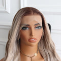 Long Balayage Blonde Platinum Blonde Highlights Straight Wig