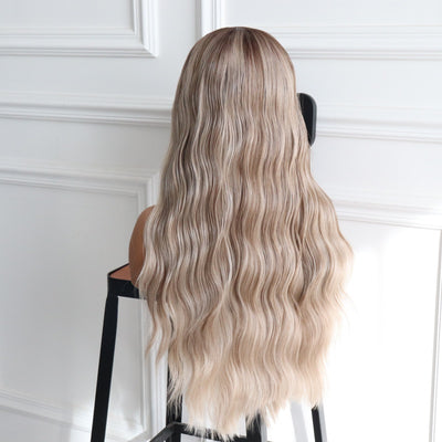 Long Balayage Blonde Platinum Blonde Highlights Straight Wig