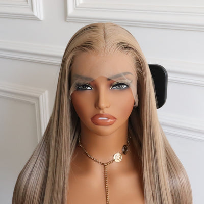 Blonde with Brown Highlight Heat Resistant Synthetic Wig