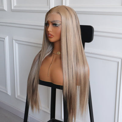 Blonde with Brown Highlight Heat Resistant Synthetic Wig