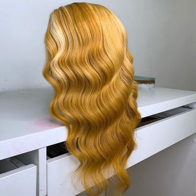 NHA Yellow Highlight Body Wave Lace Front Wig