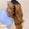 NHA Black Brown Ombre Body Wave Lace Front Wig