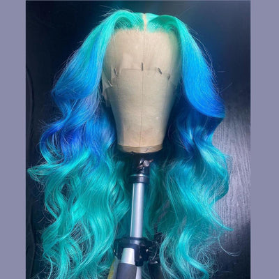 NHA Icey Blue Ombre Wavy Style Lace Wig