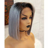 NHA 1B Grey Straight BOB Lace Front Wig