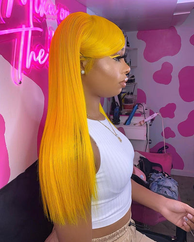 NHA Yellow Silky Straight Lace Front Wig Shop Looks