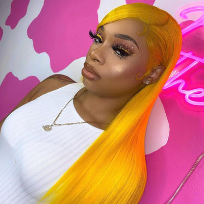 NHA Yellow Silky Straight Lace Front Wig Shop Looks