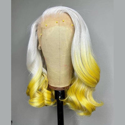 NHA White Yellow Ombre Lace Front Wig