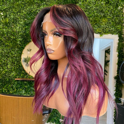 NHA Burgundy Highlight Wavy Wig