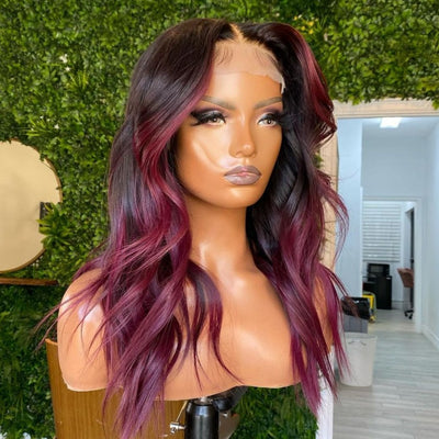 NHA Burgundy Highlight Wavy Wig