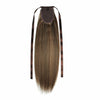 NHA Remy Human Hair Silky Straight Ponytail with Brown High Light